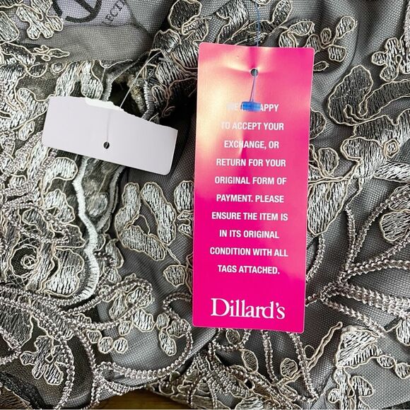 NWT JS Collections Size 8 Lace Embroidered Sheath Dress Taupe Illusion Overlay - Picture 10 of 14